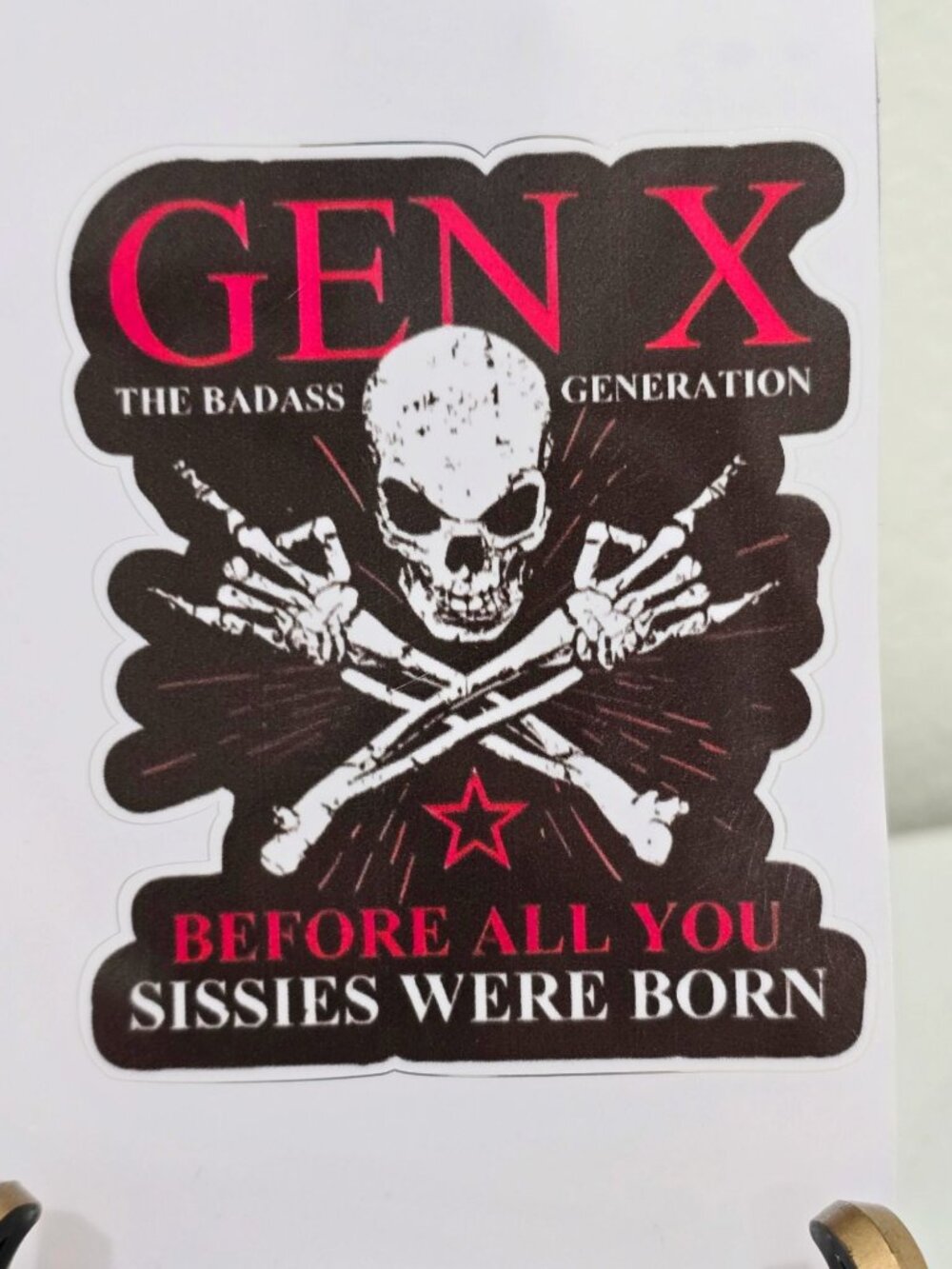 Artisan Gen X The Badass Generation Skull Skeleton Goth Vinyl Sticker Decal 2x3"
